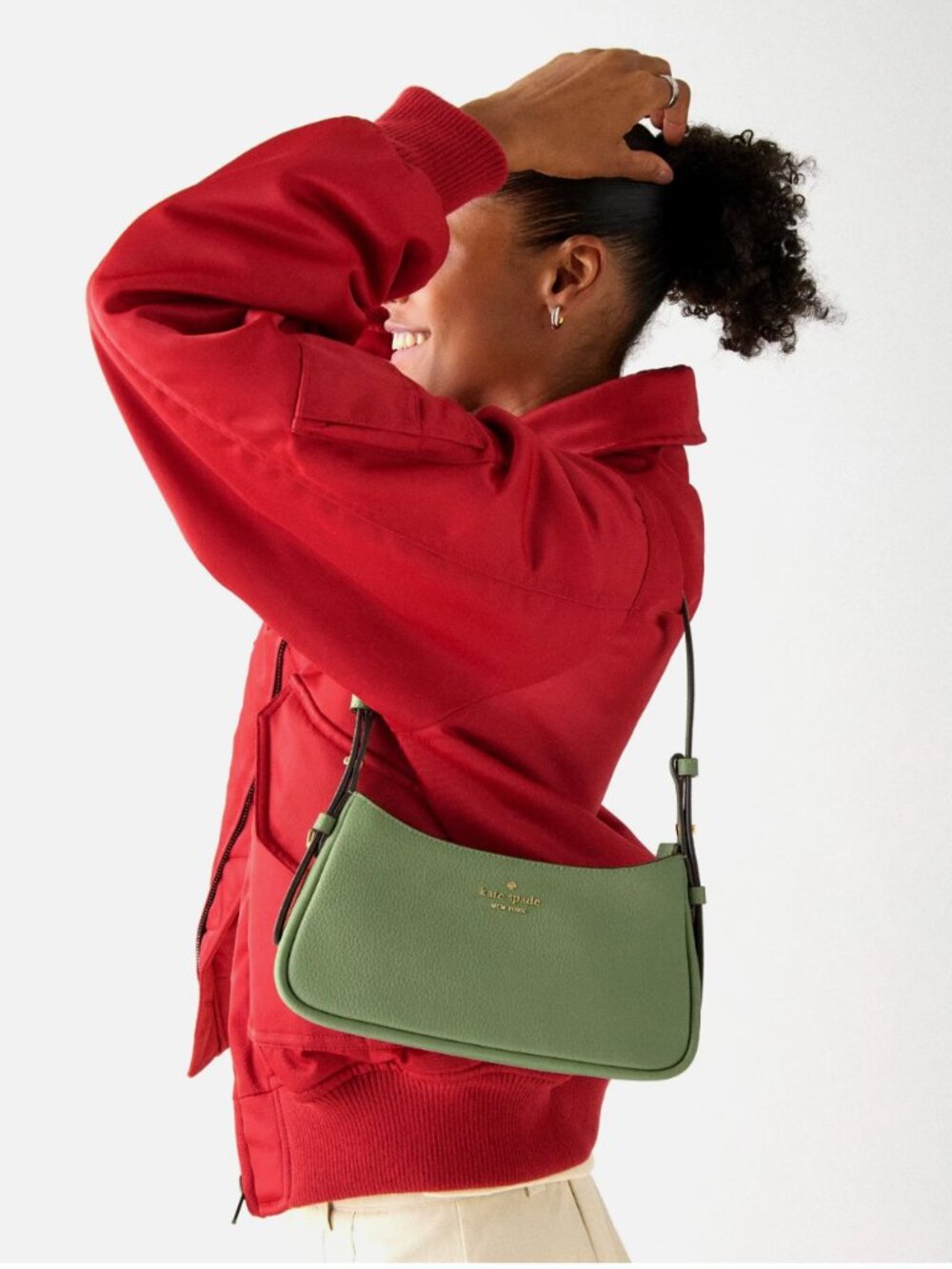 New Kate Spade Juliette Small Shoulder Bag Pebble Leather Cedar Stand